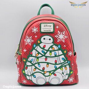 Loungefly Disney Big Hero 6 Baymax Holiday Plaid Light-Up Mini Backpack